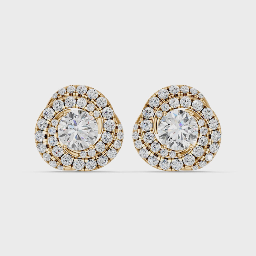 Round Lab Diamond Knot Stud in 14K Yellow Gold – video