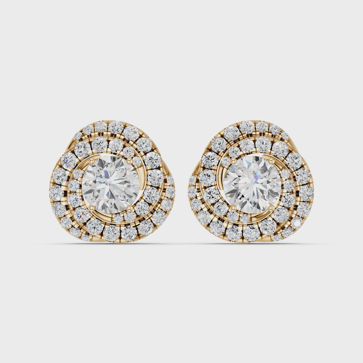 Round Lab Diamond Knot Stud in 14K Yellow Gold – video