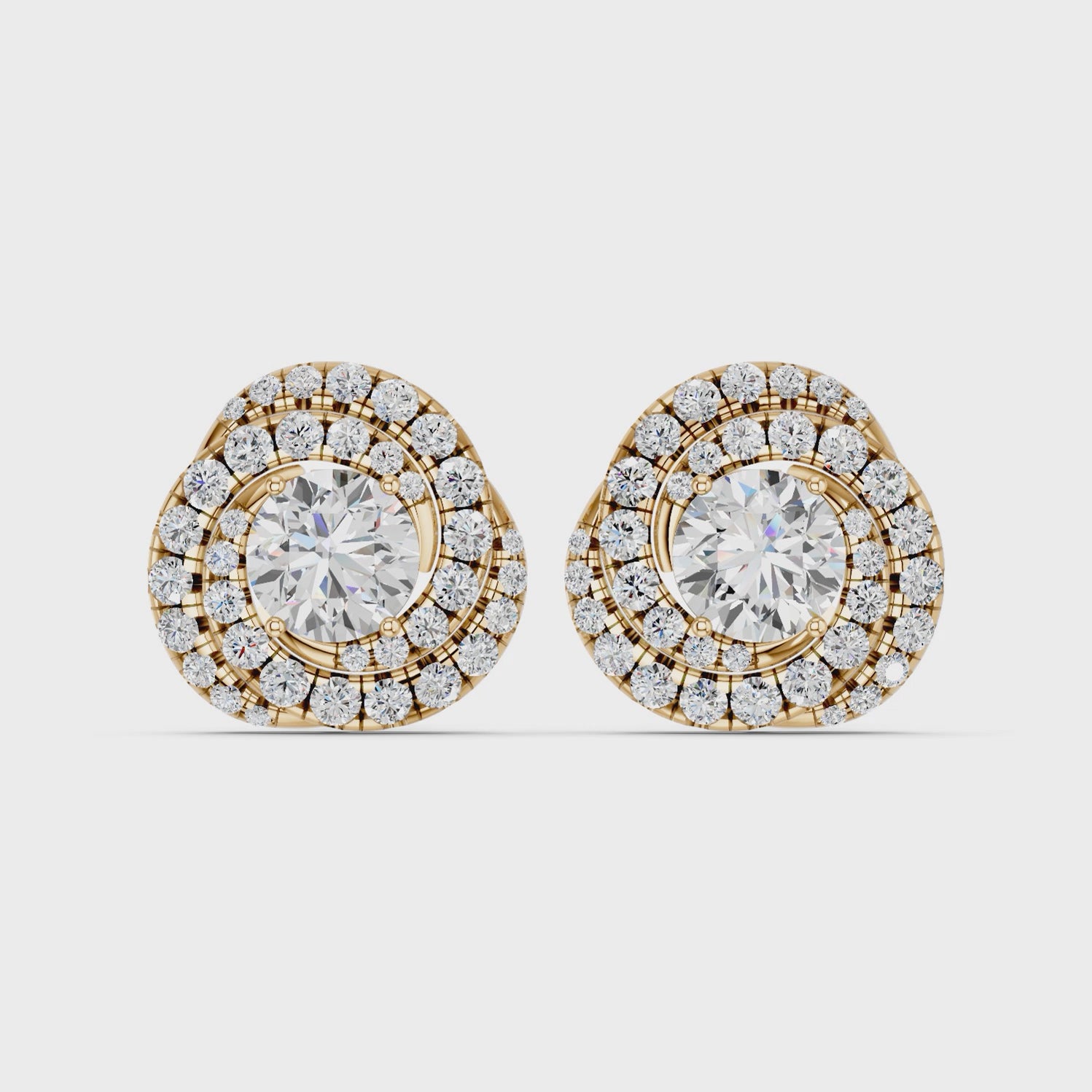 Round Lab Diamond Knot Stud in 14K Yellow Gold – video