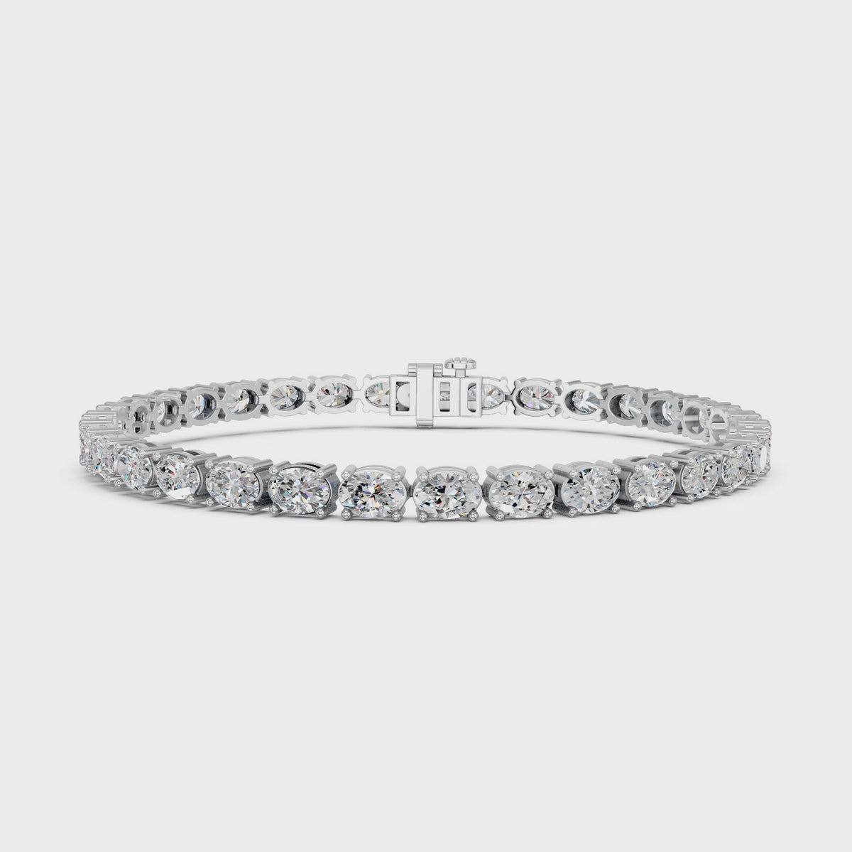 Oval Lab Diamond E-W Tennis Bracelet in 14K White Gold – video
