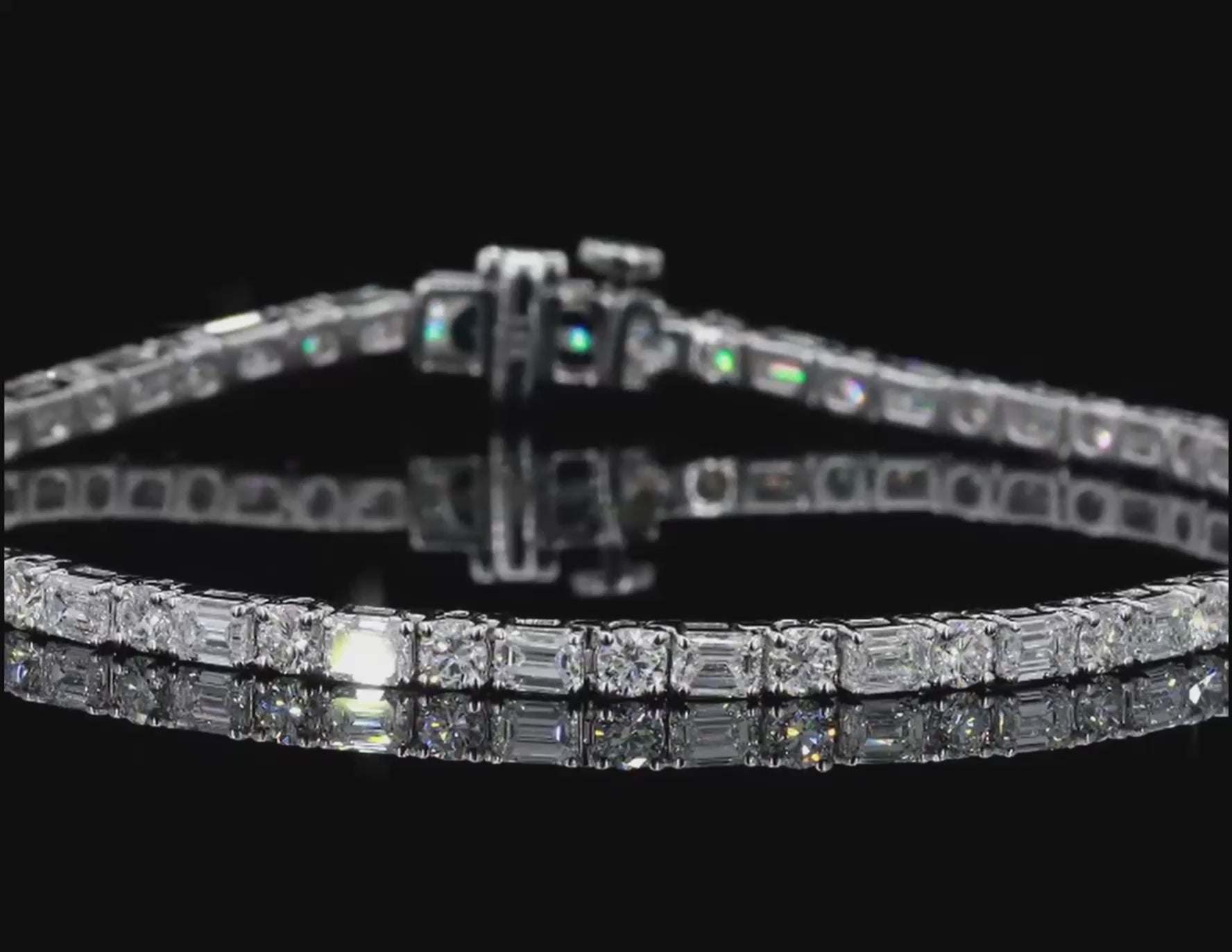 Harmony Alternating Emerald & Round Diamond Tennis Bracelet
