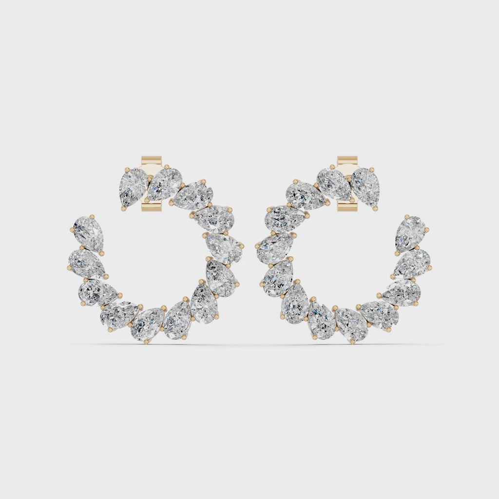 Pear Lab Diamond Front To Back Fashion Earring in 14K Yellow Gold – video