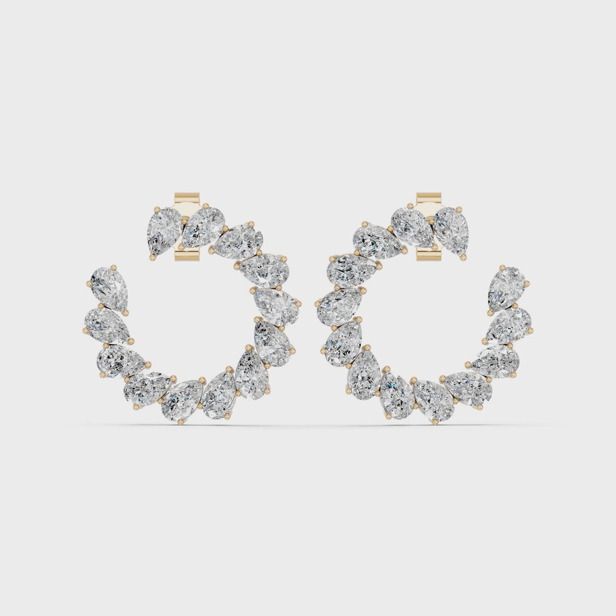 Pear Lab Diamond Front To Back Fashion Earring in 14K Yellow Gold – video
