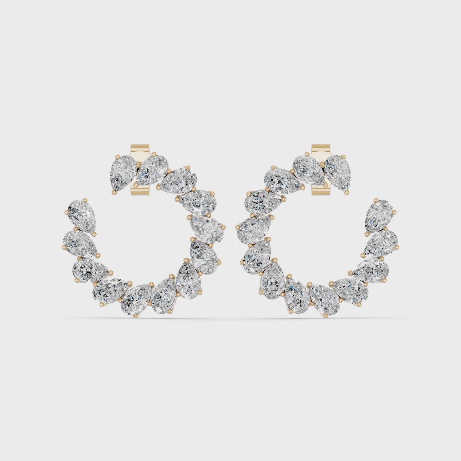 Pear Lab Diamond Front To Back Fashion Earring in 14K Yellow Gold – video