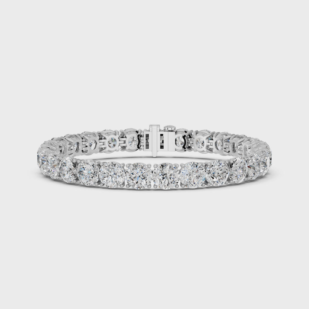 Round Lab Diamond 4 Prong Tennis Bracelet in 14K White Gold – video