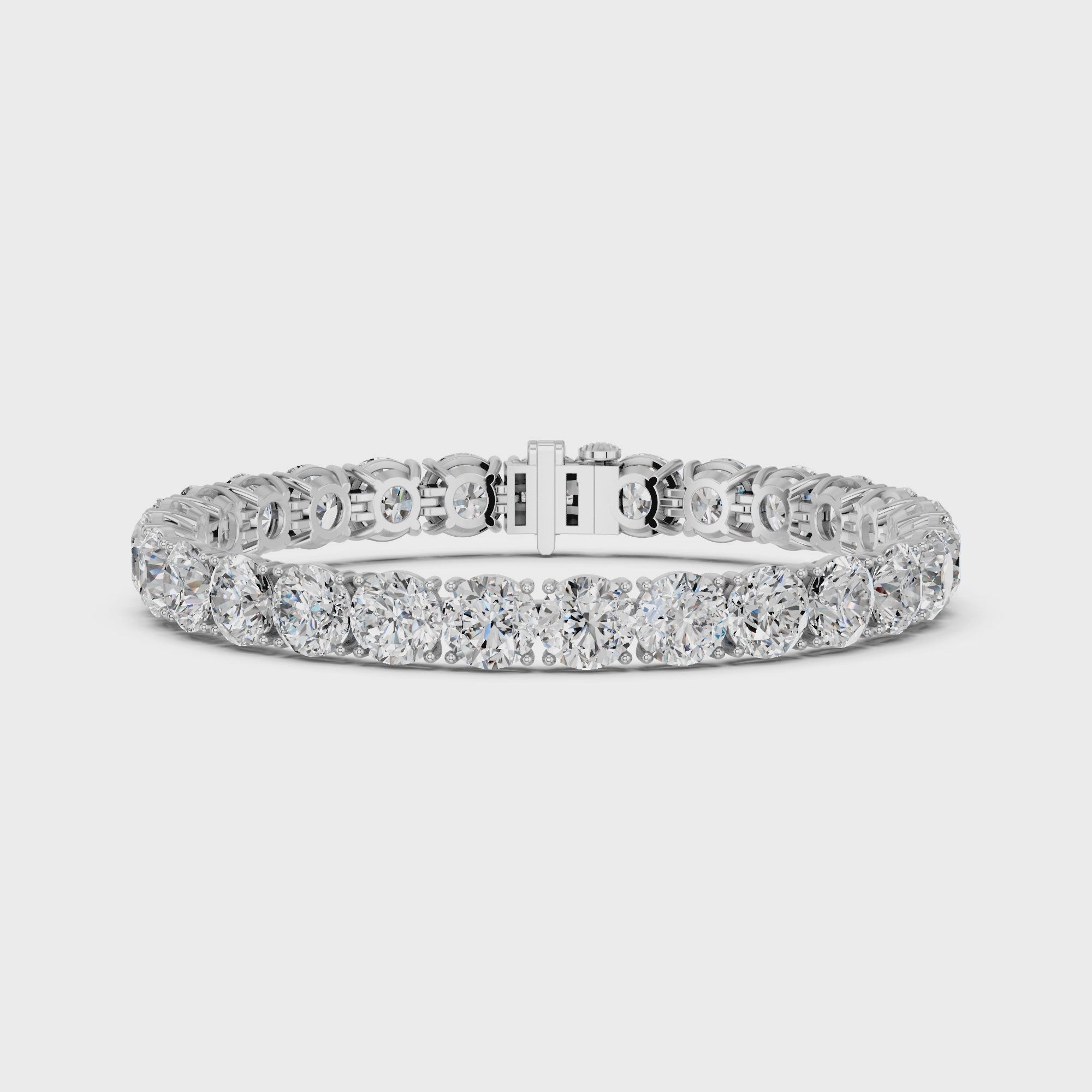 Round Lab Diamond 4 Prong Tennis Bracelet in 14K White Gold – video
