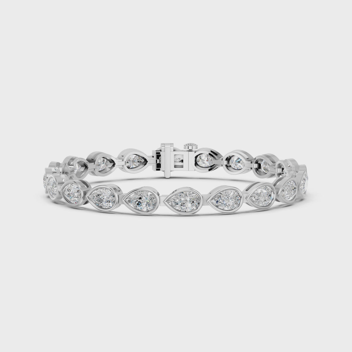 Pear Lab Diamond E-W Bezel Tennis Bracelet in 14K White Gold – video