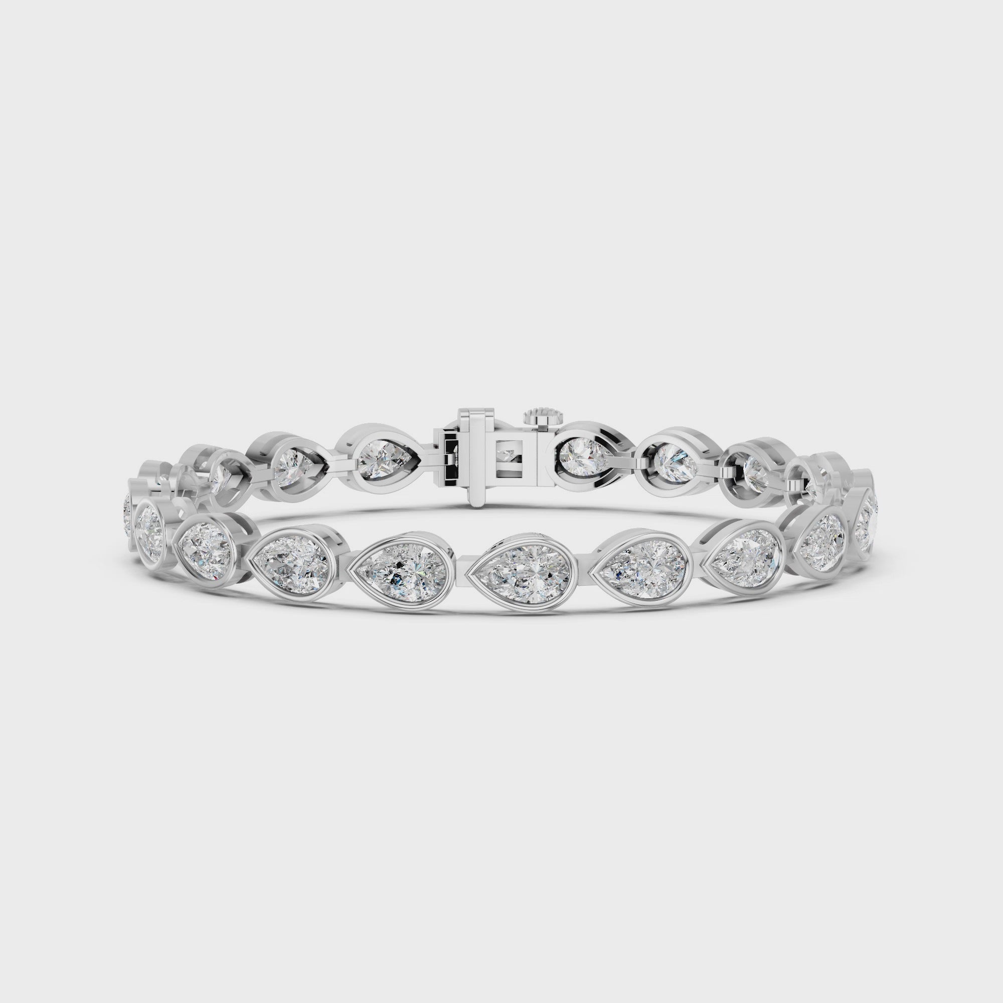 Pear Lab Diamond E-W Bezel Tennis Bracelet in 14K White Gold – video