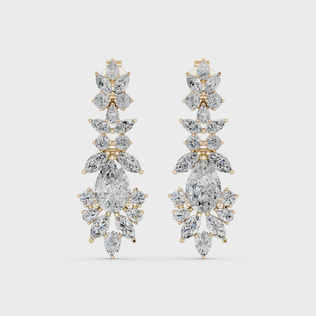 Multi Shape Lab Diamond Statement Earring in 14K Yellow Gold – video