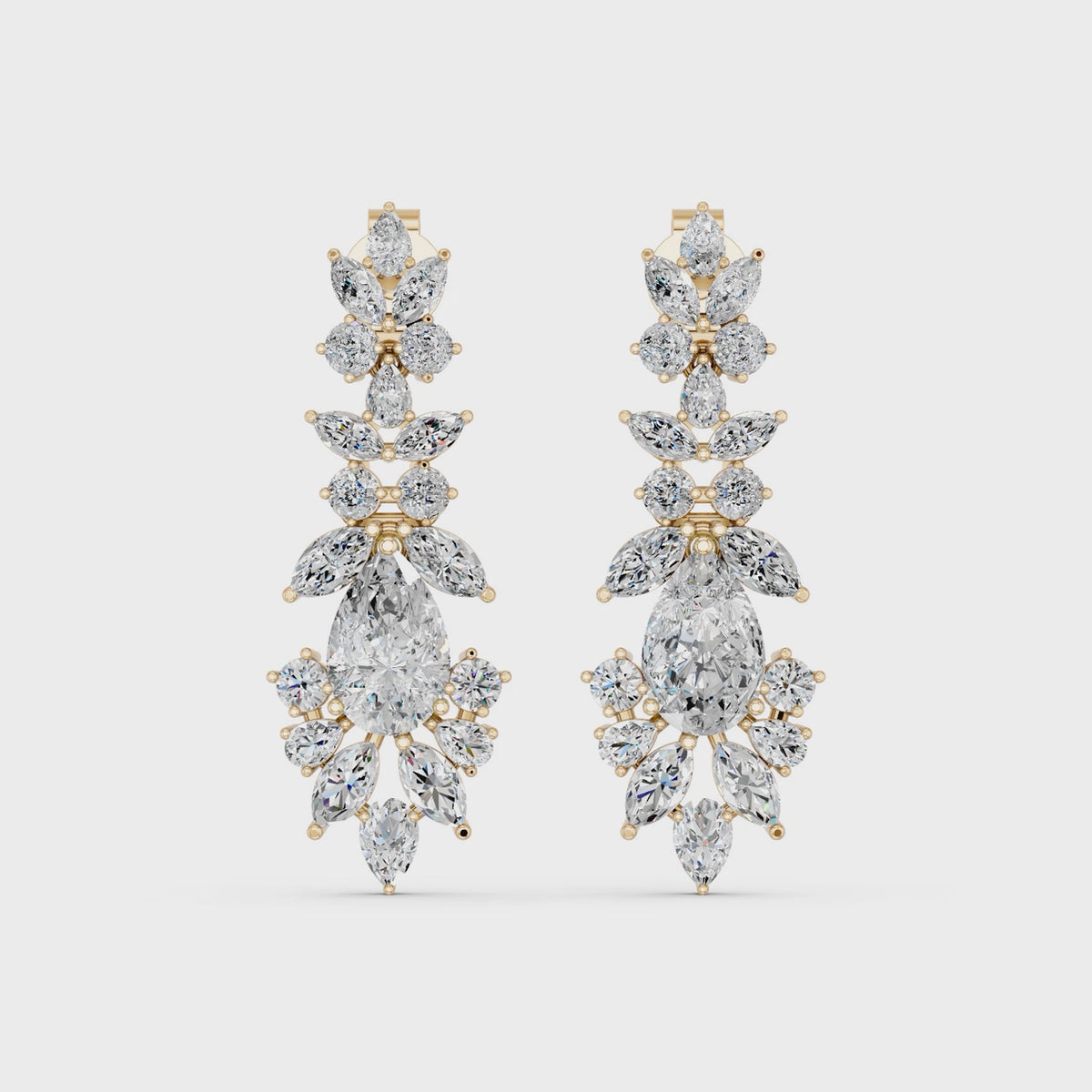 Multi Shape Lab Diamond Statement Earring in 14K Yellow Gold – video
