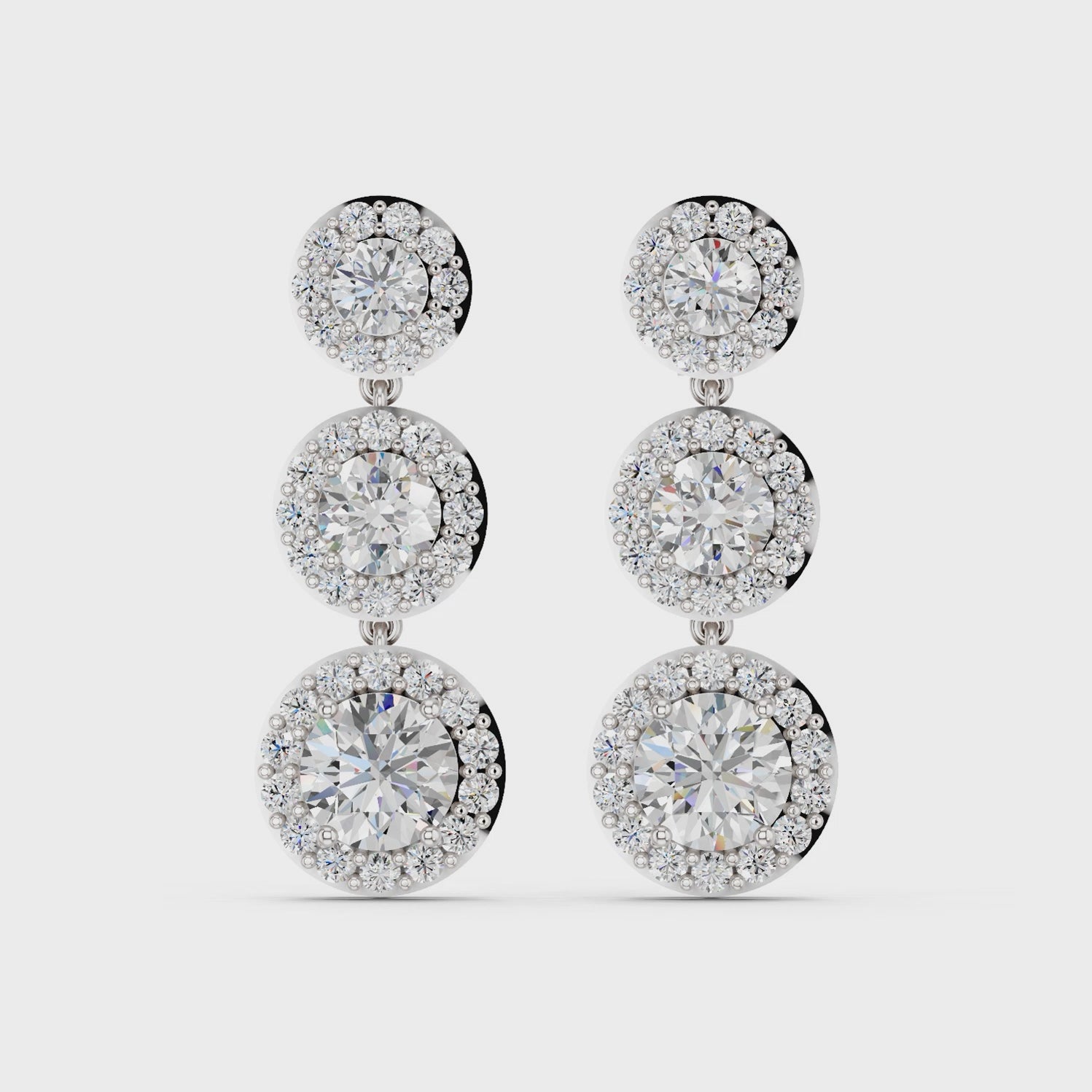 Round Lab Diamond Linear Earring in 14K White Gold – video