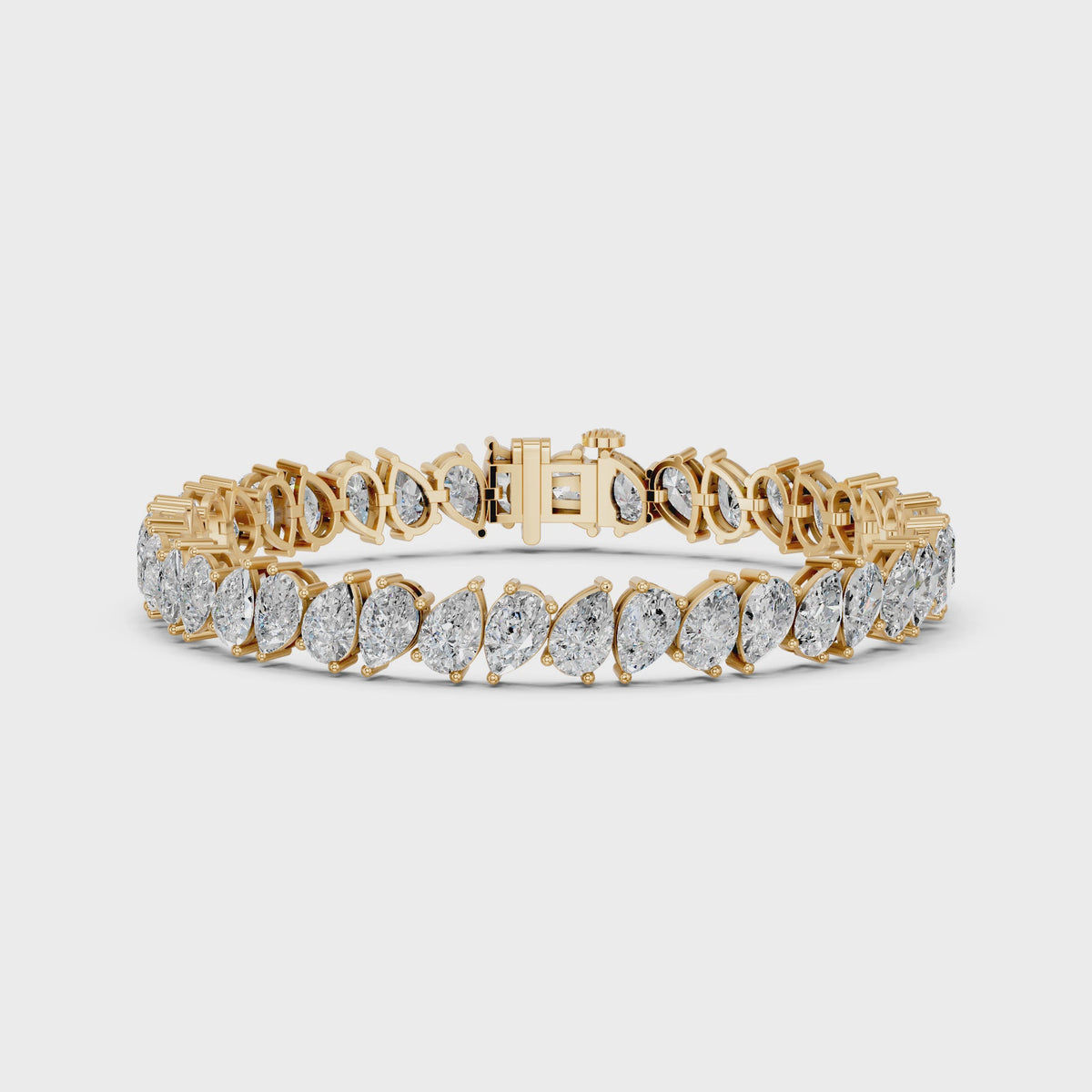Angled Alternating Pear Lab Diamond Tennis Bracelet in 14K Yellow Gold – video