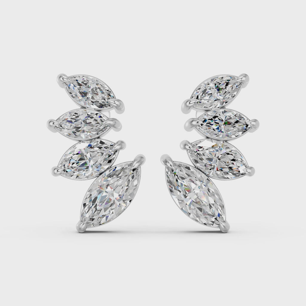 Marquise Lab Diamond Graduating Stud in 14K White Gold – video