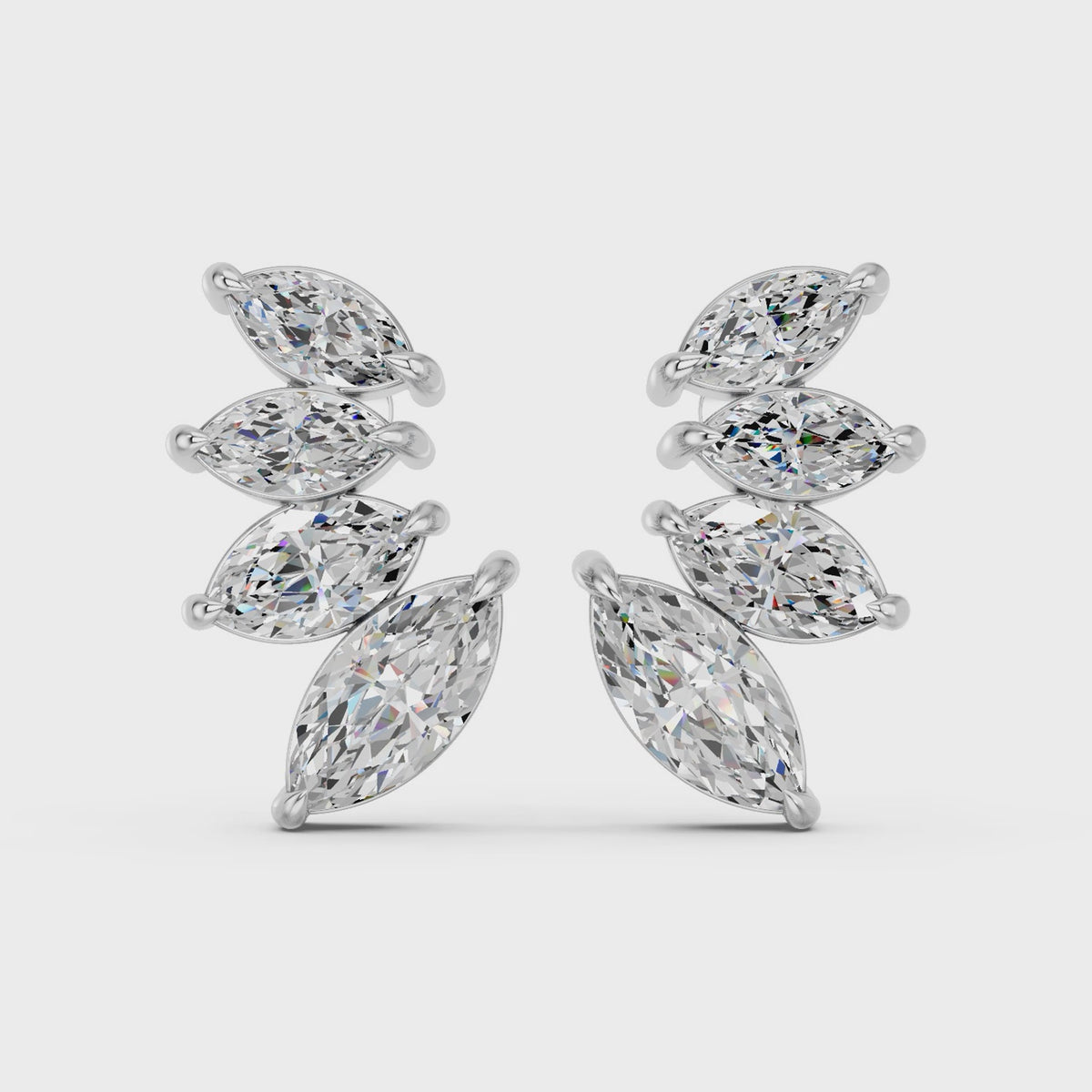 Marquise Lab Diamond Graduating Stud in 14K White Gold – video