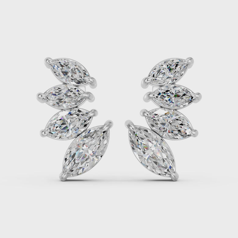 Marquise Lab Diamond Graduating Stud in 14K White Gold – video