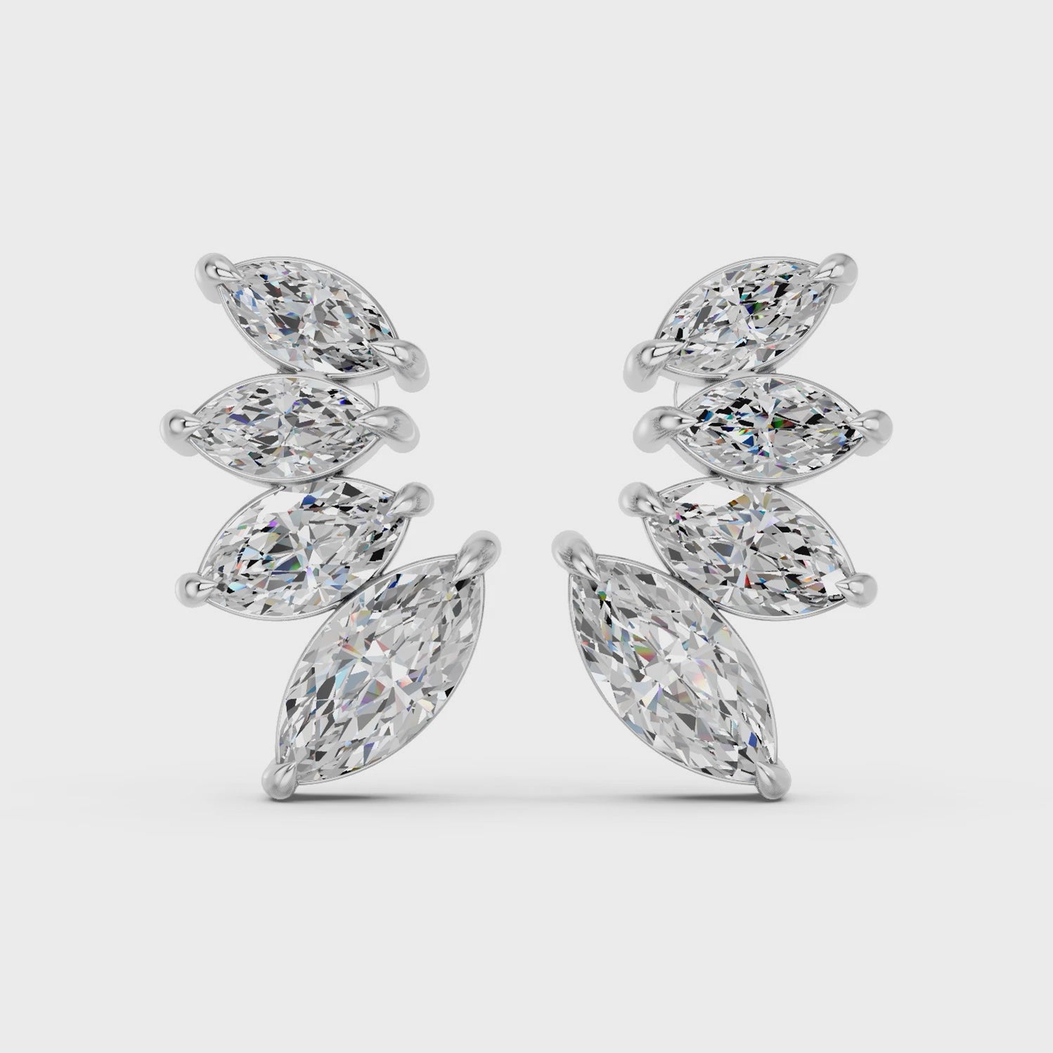 Marquise Lab Diamond Graduating Stud in 14K White Gold – video
