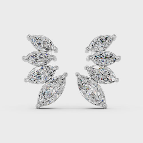 Marquise Lab Diamond Graduating Stud in 14K White Gold – video