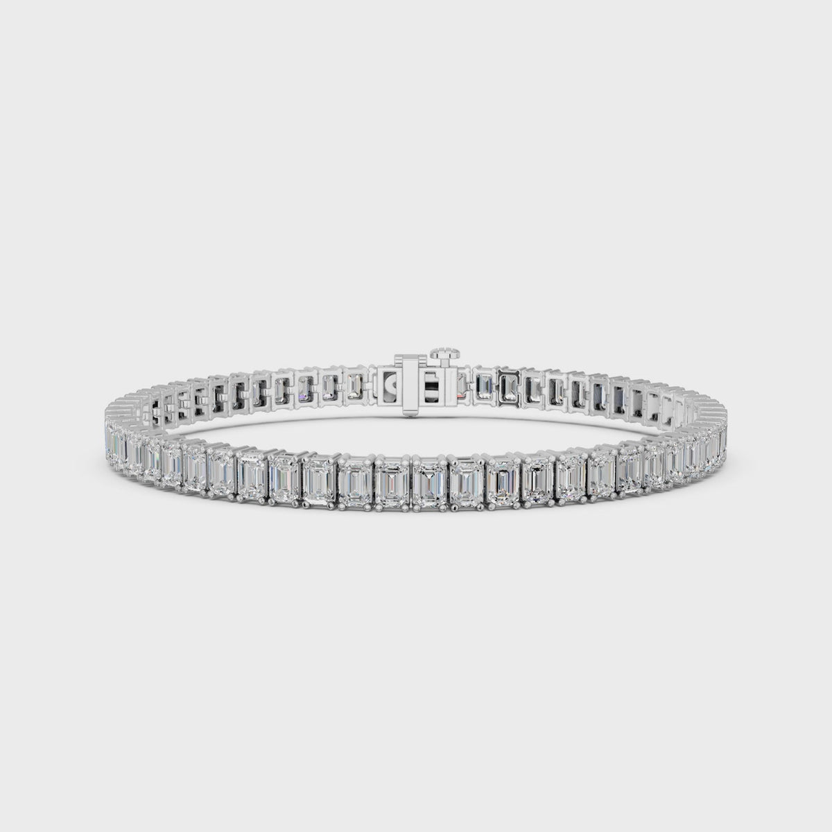 Emerald Cut Lab Diamond N-S Tennis Bracelet in 14K White Gold – video