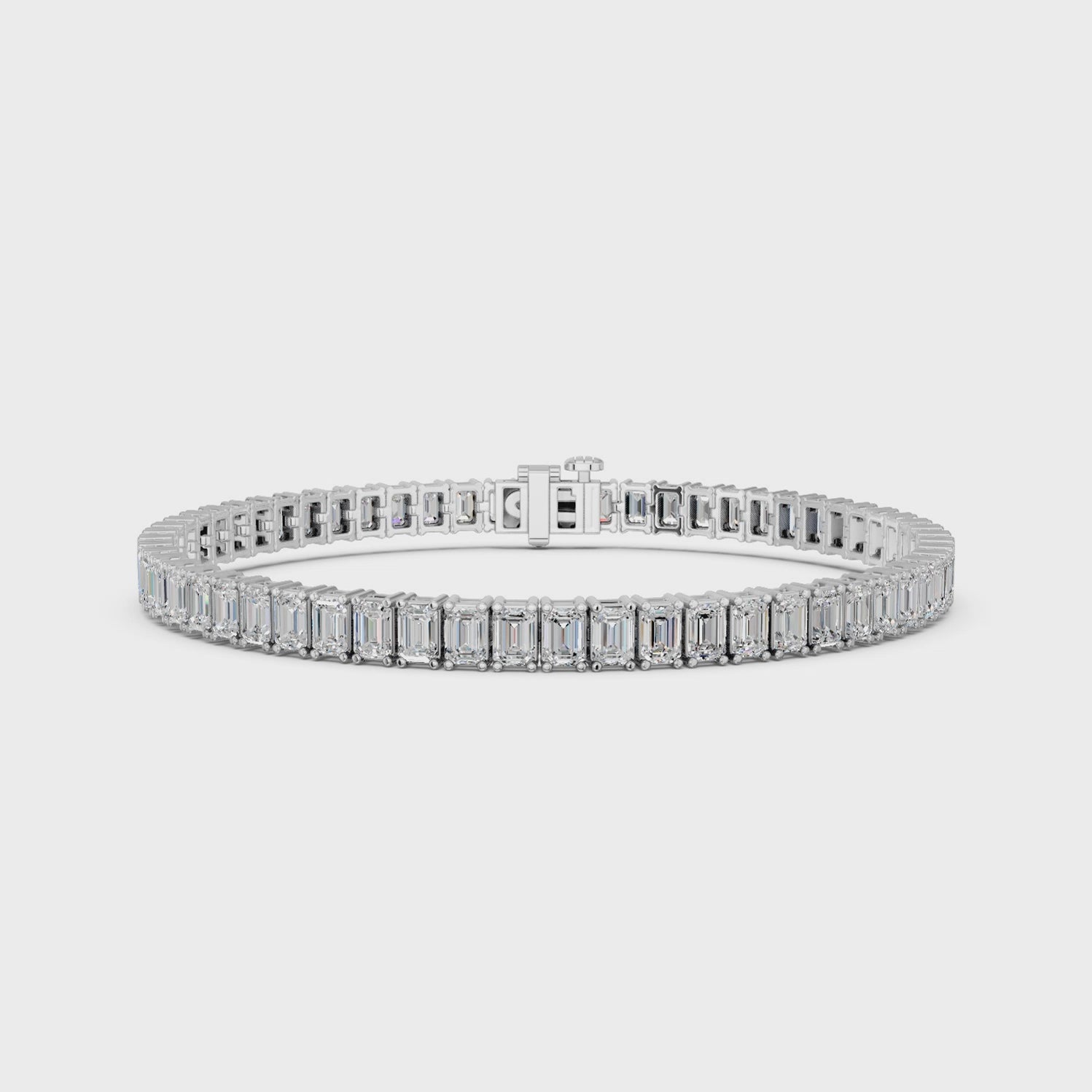 Emerald Cut Lab Diamond N-S Tennis Bracelet in 14K White Gold – video