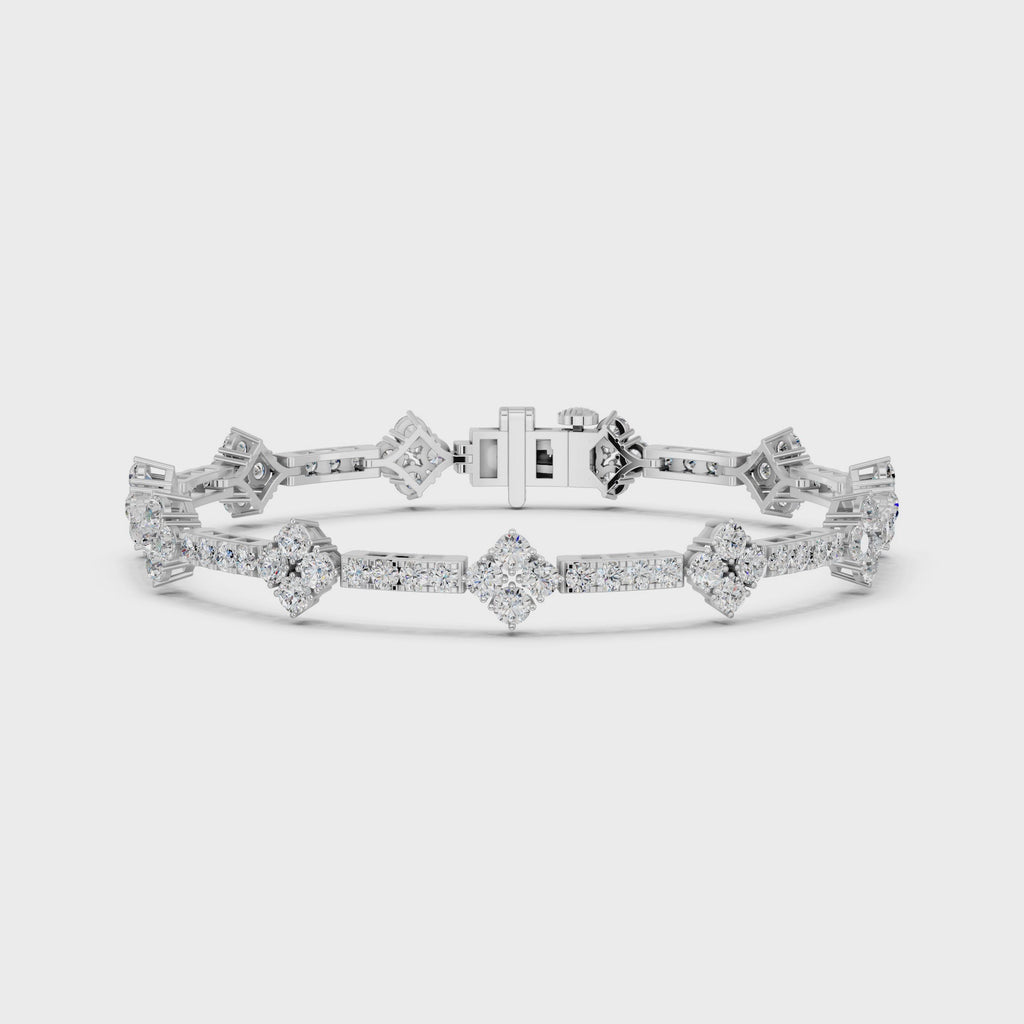 Round Lab Diamond Stationed Line Bracelet in 14K White Gold – video