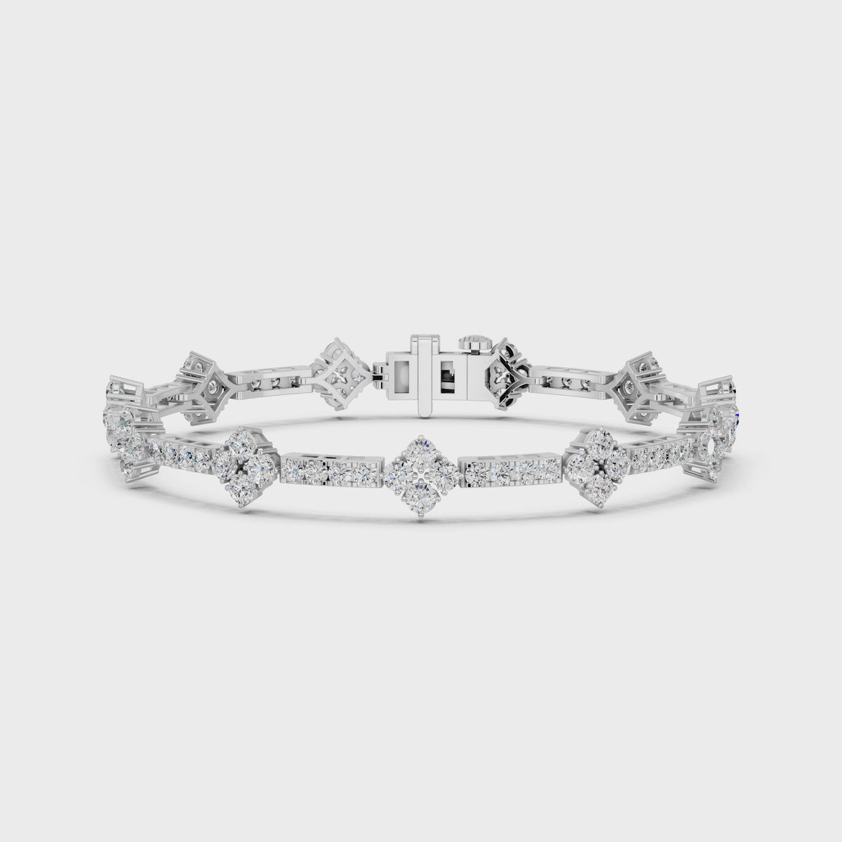 Round Lab Diamond Stationed Line Bracelet in 14K White Gold – video