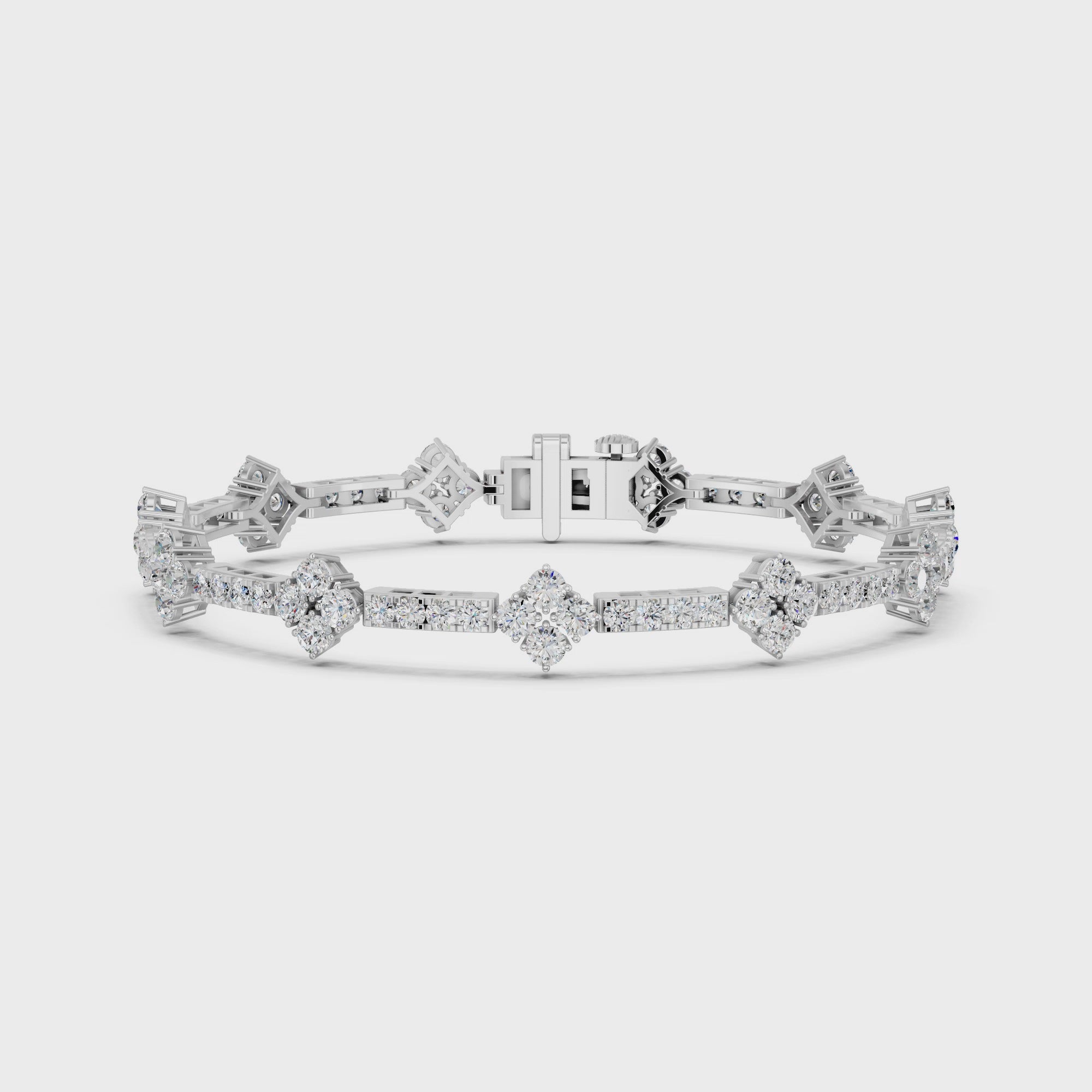 Round Lab Diamond Stationed Line Bracelet in 14K White Gold – video