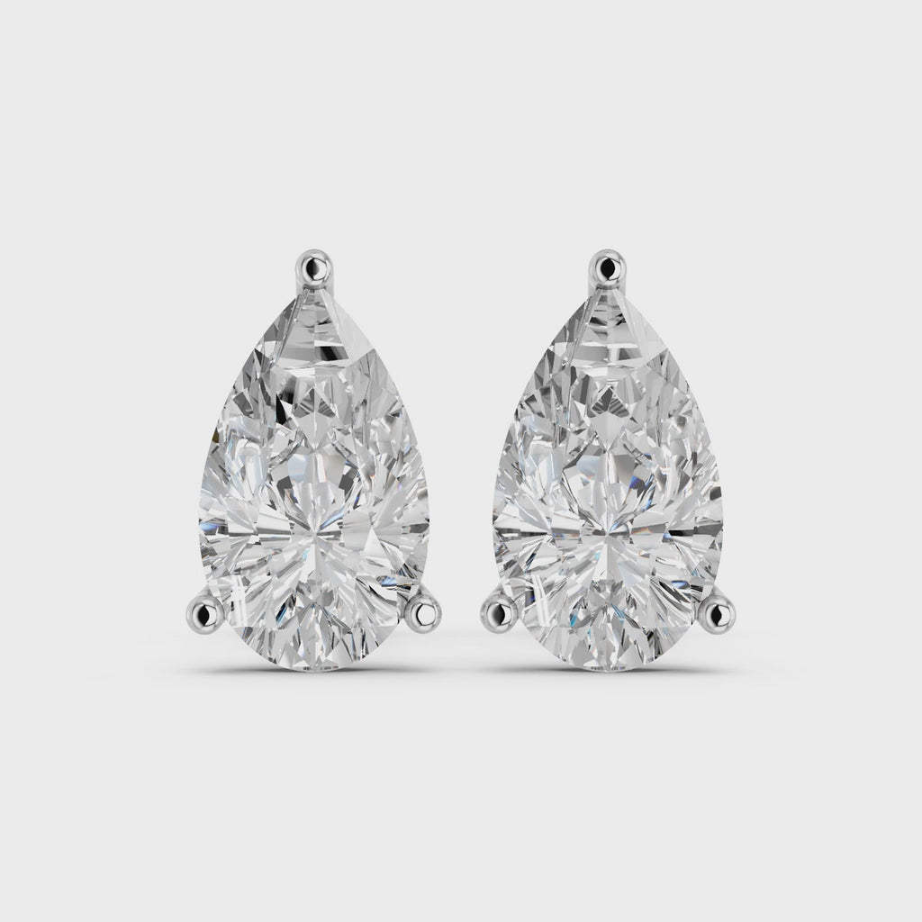 Pear Lab Diamond Martini Stud in 14K White Gold – video
