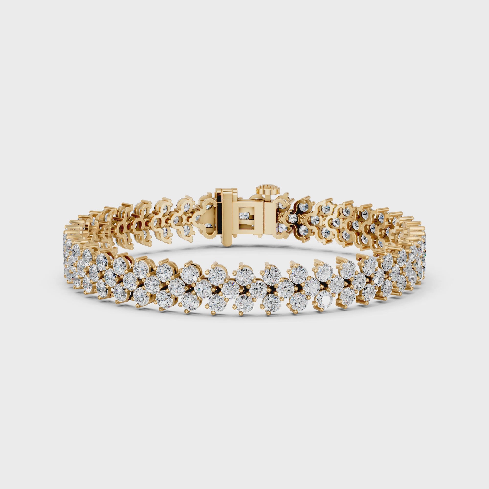 Round Lab Diamond Chevron Tennis Bracelet in 14K Yellow Gold – video