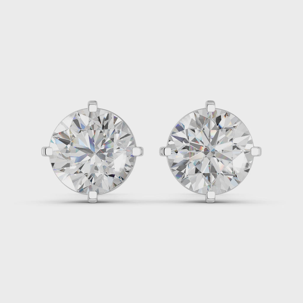 Round Lab Diamond Solitaire Stud in 14K White Gold – video