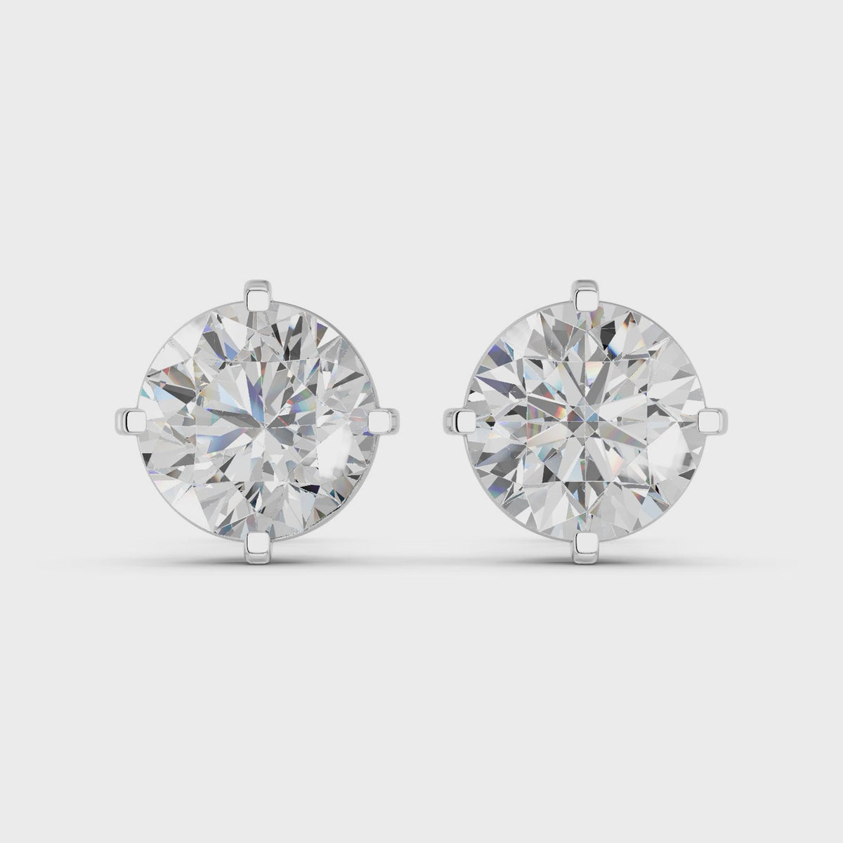 Round Lab Diamond Solitaire Stud in 14K White Gold – video