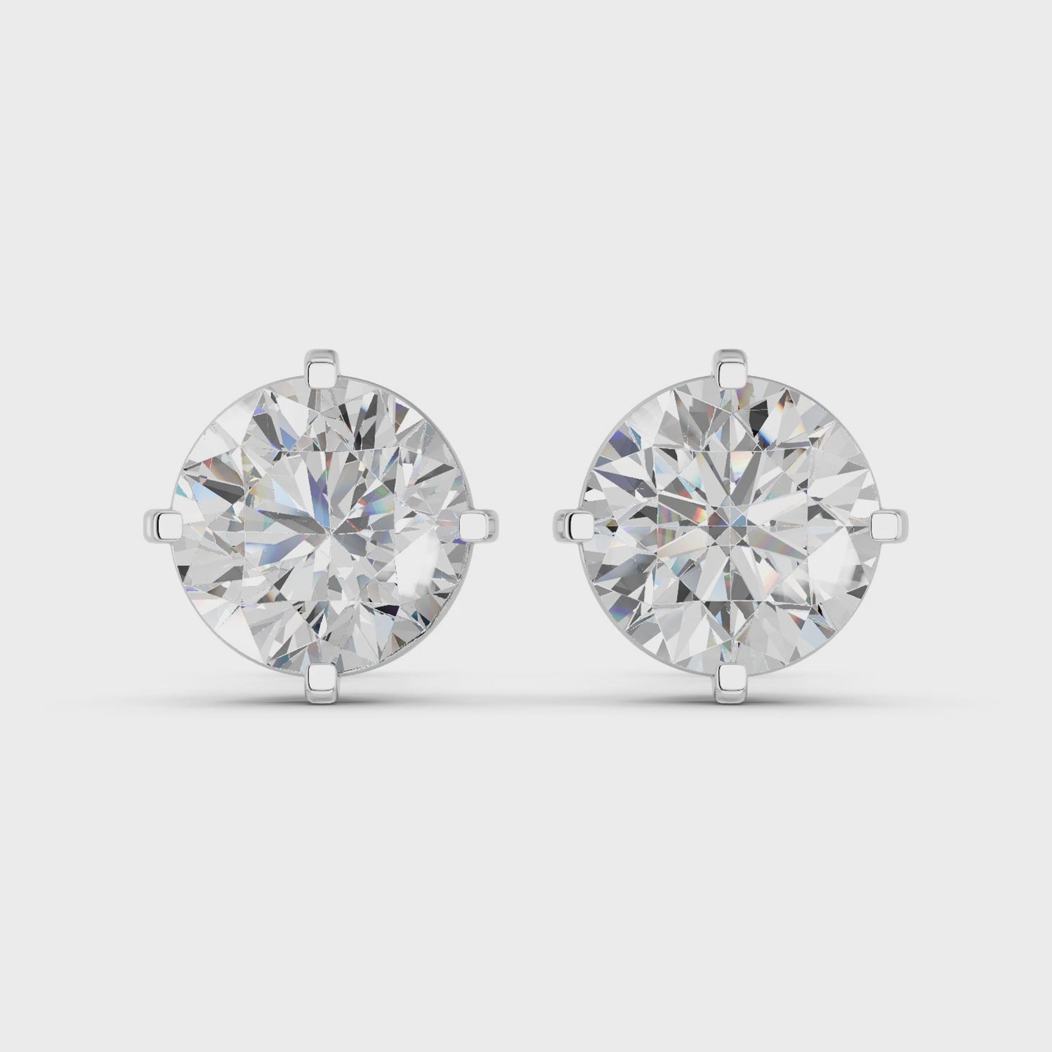 Round Lab Diamond Solitaire Stud in 14K White Gold – video