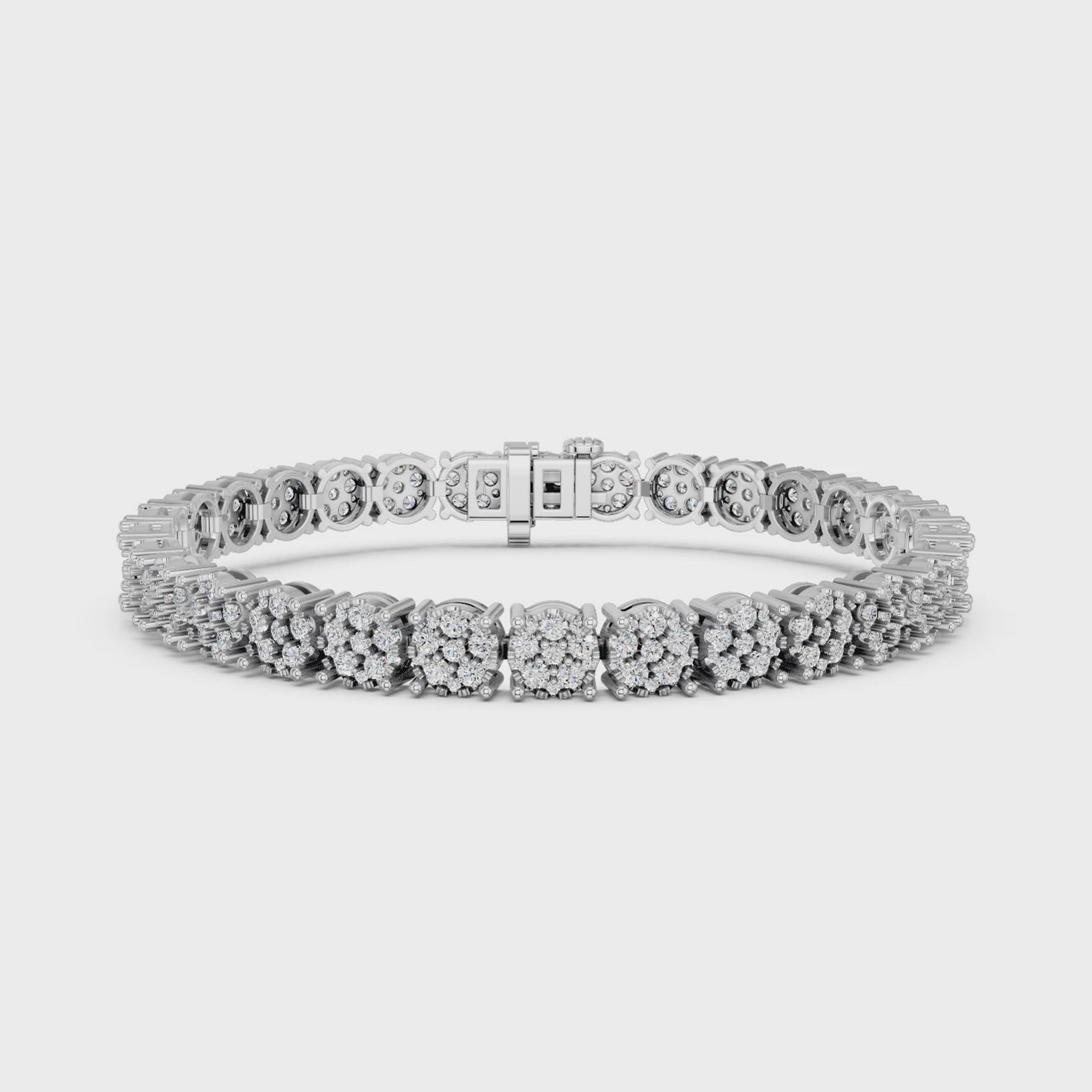 Round Lab Diamond Flower Tennis Bracelet in 14K White Gold – video
