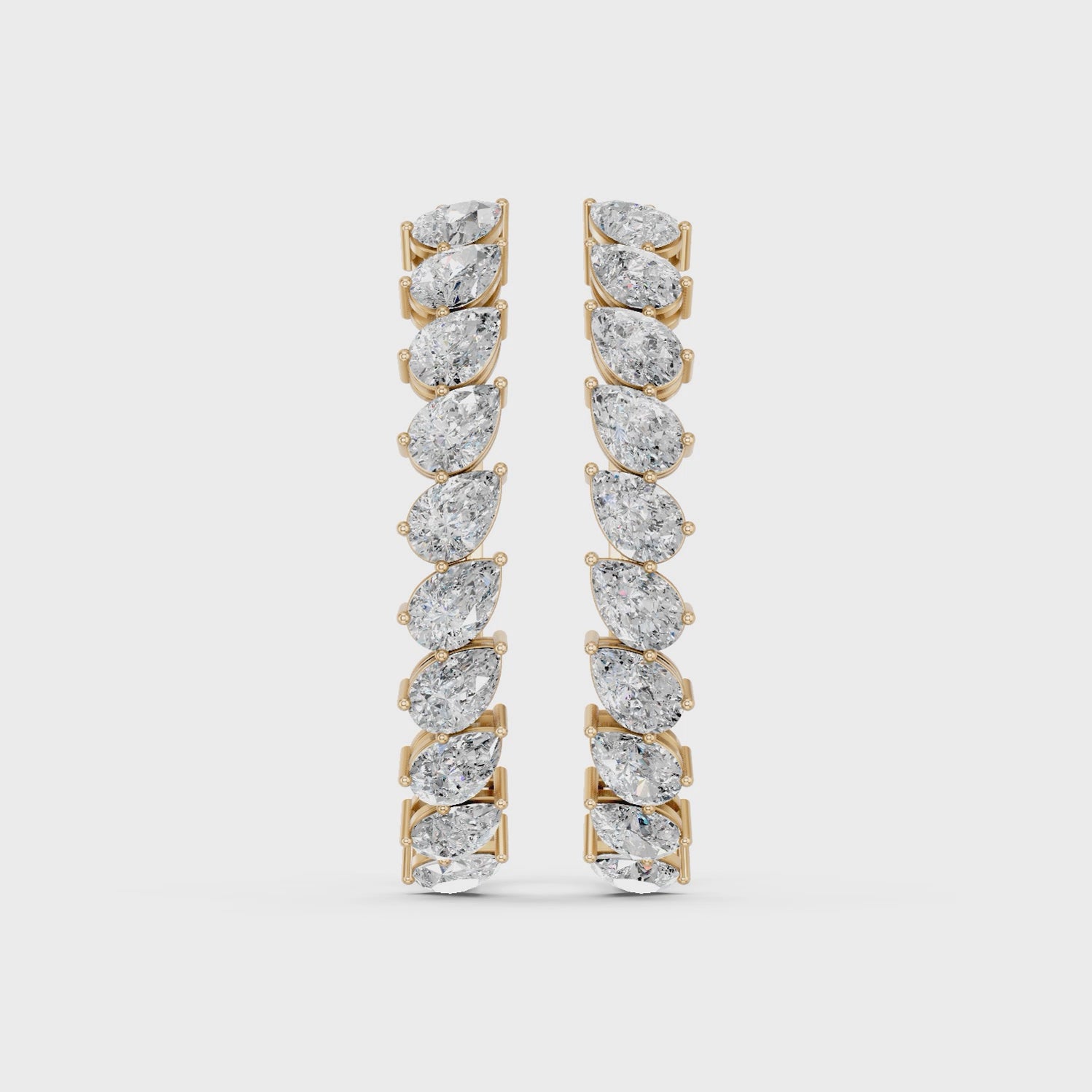 Tilted Pear Lab Diamond Hoop Earring in 14K Yellow Gold – video