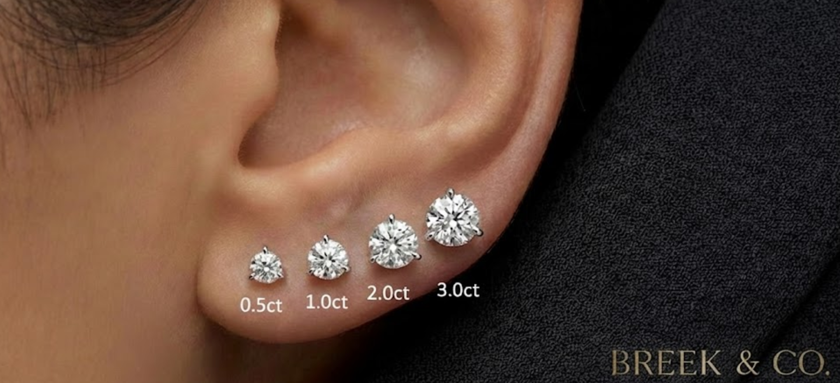 Round Cut Martini Diamond Studs on 14K Gold