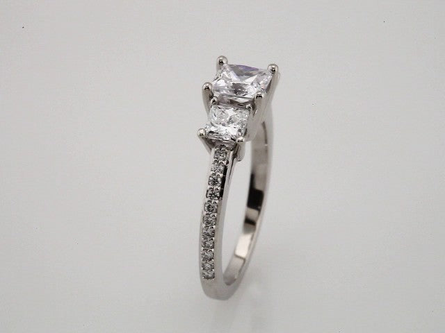 Square Three-Stone Engagement Ring Semi-Mount - gallery - Series 121909